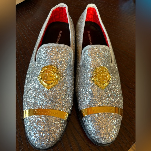 Elanroman sequin silver loafers Sz 42 (fit my husb a sz 12) Worn once. EUC - Picture 3 of 8